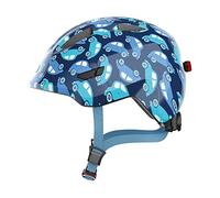 ABUS Casque enfant Smiley 3.0 LED – lumière intégrée, forme profonde, place tresse – Bleu S 45-50 cm