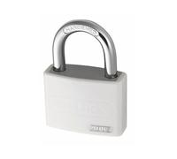 ABUS Cadenas T65AL/40 myLOCK - inscriptible individuellement - cadenas à broche - corps de serrure en aluminium massif - niveau de sécurité ABUS 5 - blanc