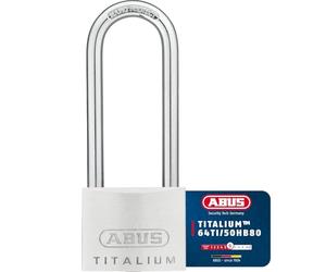 ABUS Titalium 64TI/50HB80 à anse haute - Cadenas de cave avec corps de serrure en aluminium spécial - anse en acier trempé - niveau de sécurité ABUS 6