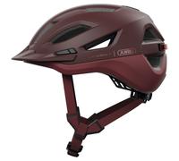 ABUS Casque de ville Urban-I 4.0 - Casque de vélo avec feu arrière rechargeable, 2 modes d'éclairage, visière, et fermeture magnétique - pour adolescents, femmes et hommes - taille L, rouge
