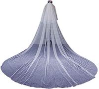 ABWYB Voile De Mariée Élégant Simple À 2 Niveaux Tulle Transparent avec Voile De Mariée À 1 Niveau Voile De Mariage pour Femme avec Peigne Charmante Robe Accessoires pour La Mariée,Ivoire,4M