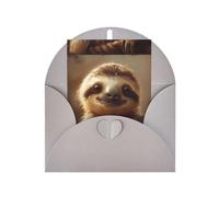 ABYchdd Adorable carte de vœux imprimée paresseux, intérieur vierge pour notes, pour Noël, anniversaire, Saint-Valentin