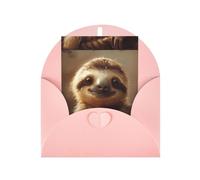 ABYchdd Adorable carte de vœux imprimée paresseux, intérieur vierge pour notes, pour Noël, anniversaire, Saint-Valentin