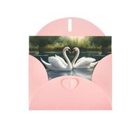 ABYchdd Belles cartes de vœux imprimées cygnes blancs sur le lac, cartes de vacances avec enveloppes, pour Noël, anniversaire, anniversaire de mariage