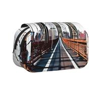 ABYchdd Brooklyn Bridge Trousse à stylos double coquillage avec poches zippées, cadeau idéal