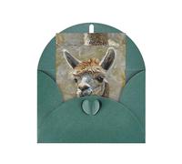 ABYchdd Carte de vœux avec imprimé lama alpaga, intérieur vierge pour notes, pour Noël, anniversaire, Saint-Valentin