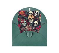 ABYchdd Carte de vœux colorée avec imprimé crânes floraux, intérieur vierge pour notes, pour Noël/anniversaire/Saint-Valentin