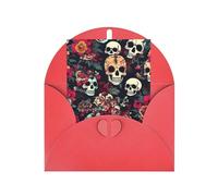 ABYchdd Carte de vœux colorée avec imprimé crânes floraux, intérieur vierge pour notes, pour Noël/anniversaire/Saint-Valentin