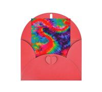 ABYchdd Carte de vœux colorée avec imprimé tie-dye, intérieur vierge pour notes, pour Noël, anniversaire, Saint-Valentin