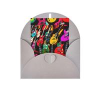 ABYchdd Carte de vœux imprimée guitare colorée, intérieur vierge pour notes, pour Noël/anniversaire/Saint-Valentin