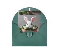 ABYchdd Carte de vœux imprimée lapin, intérieur vierge pour notes, pour Noël/anniversaire/Saint-Valentin