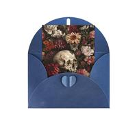 ABYchdd Carte de vœux imprimée tête de mort florale vierge à l'intérieur pour les notes, pour Noël/anniversaire/Saint-Valentin