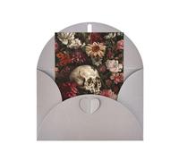 ABYchdd Carte de vœux imprimée tête de mort florale vierge à l'intérieur pour les notes, pour Noël/anniversaire/Saint-Valentin
