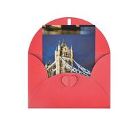 ABYchdd Carte de vœux imprimée Tower Bridge à Londres, intérieur vierge pour notes, pour Noël/anniversaire/Saint-Valentin