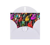 ABYchdd Cartes de vœux colorées imprimées de guitare, cartes de vacances avec enveloppes, pour Noël, anniversaire, anniversaire de mariage