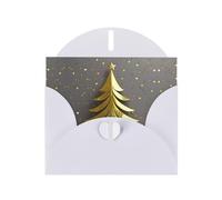 ABYchdd Cartes de vœux dorées à paillettes avec motif sapin de Noël avec enveloppes, pour Noël, anniversaire, anniversaire de mariage