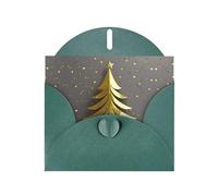 ABYchdd Cartes de vœux dorées à paillettes avec motif sapin de Noël avec enveloppes, pour Noël, anniversaire, anniversaire de mariage