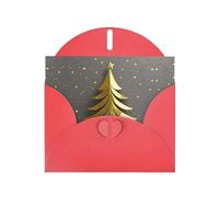 ABYchdd Cartes de vœux dorées à paillettes avec motif sapin de Noël avec enveloppes, pour Noël, anniversaire, anniversaire de mariage