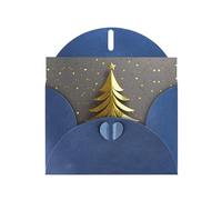 ABYchdd Cartes de vœux dorées à paillettes avec motif sapin de Noël avec enveloppes, pour Noël, anniversaire, anniversaire de mariage