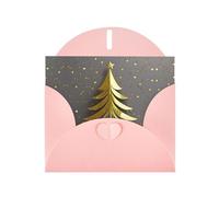 ABYchdd Cartes de vœux dorées à paillettes avec motif sapin de Noël avec enveloppes, pour Noël, anniversaire, anniversaire de mariage