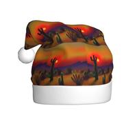 ABYchdd Chapeau de Noël adulte imprimé cactus dans le désert coucher de soleil chapeau de Noël en polyester avec pour les fêtes de fin d'année, Nouvel An