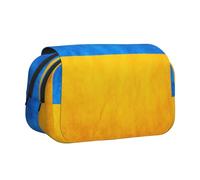 ABYchdd Trousse à double clapet avec imprimé drapeau ukrainien, pochette en tissu Oxford avec poches zippées, cadeau idéal