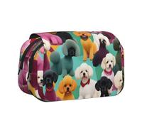 ABYchdd Trousse à stylos double à clapet en tissu Oxford avec poches zippées, cadeau idéal