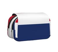 ABYchdd Trousse à stylos double clapet avec imprimé drapeau néerlandais, pochette en tissu Oxford avec poches zippées, cadeau idéal