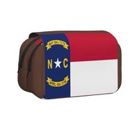 ABYchdd Trousse à stylos double coque avec imprimé drapeau de la Caroline du Nord - Pochette en tissu Oxford avec poches zippées - Cadeau idéal