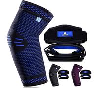 ABYON Coudière de Compression, 1 Pièce Manchon de Compression + 2 Pcs Tennis Coudière pour Homme Femme Soulage la Douleur Tendinite, Arthrite, Tennis Elbow, Épicondylite