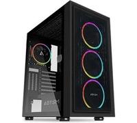 Abysm Danube Kamp Black ATX, ITX, Micro ATX Boîtier Tour - Côté Verre Trempé - 3,5 et 2,5 - USB-A et Audio - 4 Ventilateurs ARGB installés - Supporte le Refroidissement Liquide G