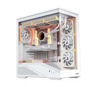 Abysm Gaming Arian Frame A400 Tour ATX Gaming avec châssis incliné, 4 Ventilateurs ARGB PWM, Verre trempé, Support GPU 420 mm, USB Type-C, Refroidissement Liquide 360 mm, boîtier PC Gamer Blanc