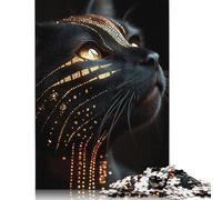 Abyssinian Black Cat with Golden Pattern Puzzles 1000 Pièces Cadeau Unique Jeu Éducatif Challenge Toy À De Qualité Supérieure Peinture Art pour Adultes Et Enfants 1000pcs (38x26cm)