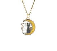 ABYSTYLE - Collier SAILOR MOON Chats sur la Lune - Produit Officiel - Pendentif Métal Émaillé - Chaîne Incluse - Bijou Collector