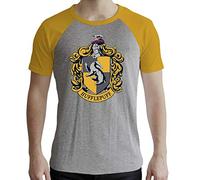 ABYSTYLE Harry Potter T-Shirt Poufsouffle Homme, Gris et Jaune, M