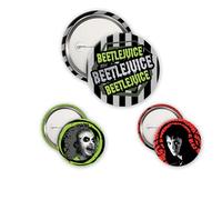 ABYSTYLE - Pack de 3 Badges BEETLEJUICE BEETLEJUICE - Produit Officiel - Diamètre 3,8 cm