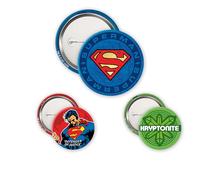 ABYstyle - Pack de 3 Badges DC COMICS Superman Logo & Kryptonite - Produit Officiel - Diamètres 5 cm & 3,2 cm - Toucher Soft-Touch