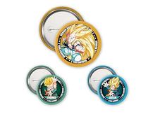 ABYstyle - Pack de 3 Badges DRAGON BALL Z Trunks, Goten & Gotenks - Produit Officiel - Diamètres 5 cm & 3,2 cm - Accessoires Manga