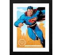 ABYSTYLE - Tirage encadré DC COMICS Superman 30×40 cm - Produit Officiel - Papier photo - Cadre PVC renforcé