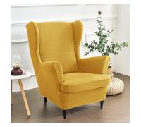 ABZDUNG Housse de Fauteuil à Oreilles Extensible 2 pièces, Couleur Unie, Jacquard épais, Housse de canapé 1 Place Strandmon avec Housse de Coussin, Lavable, for Salon et Chambre à Coucher(Giallo)