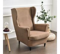ABZDUNG Housse de Fauteuil à Oreilles Extensible 2 pièces, Couleur Unie, Jacquard épais, Housse de canapé 1 Place Strandmon avec Housse de Coussin, Lavable, for Salon et Chambre à Coucher(Cammello)