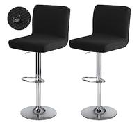 ABZDUNG Housses de Tabouret de Bar/Chaise avec Dossier, 2/4/6 pièces, Housses de Tabouret de Cuisine, Housses Extensibles, lavables et Anti-poussière for Salle à Manger(Nero,1pcs)