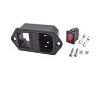 AC-01B interrupteur à bascule à 3 broches marche/arrêt 10A fusible prise de courant électrique ca connecteur de prise AC01B avec lampe rouge(5PCS)