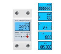 AC 220V 80A Din Rail LCD Digital Backlight Single Phase Meter kWh Power Consumption Meter Wattmeter Electronic Reset Zero MQXFCZUX(220V 50Hz)