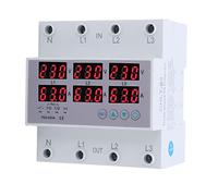 AC 230-300V 3 Phases DIN Rail Voltmètre Ampèremètre Automatique Surtension Surintensité Protecteur Multi Testeur avec Instruction(40A)