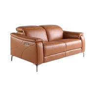 AC ANGEL CERDÁ Canapé Relax 2 Places en Cuir Marron, 154 X 108 X 77 cm - Confort D'avant-Garde avec Systèmes de Relaxation Électriques et Pieds en Acier Inoxydable pour Le Salon Moderne
