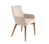 AC ANGEL CERDÁ Chaise de Salle à Manger avec accoudoirs tapissés en Tissu et Structure de Pieds en Bois de frêne Couleur Noyer Jardin pour extérieur, Beige, 57 x 64 x 88
