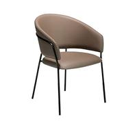 AC ANGEL CERDÁ Chaise de Salle à Manger tapissée en Similicuir et Structure de Pieds en Acier Peint en époxy Noir Jardin pour l'extérieur, Simili Cuir, Vison, 57 x 61 x 81