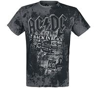 AC/DC Back in Black Homme T-Shirt Manches Courtes Gris/Noir 100% Coton Regular/Coupe Standard