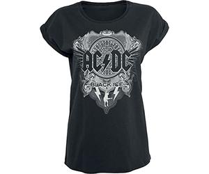 AC/DC Black Ice Femme T-Shirt Manches Courtes Noir 100% Coton Large